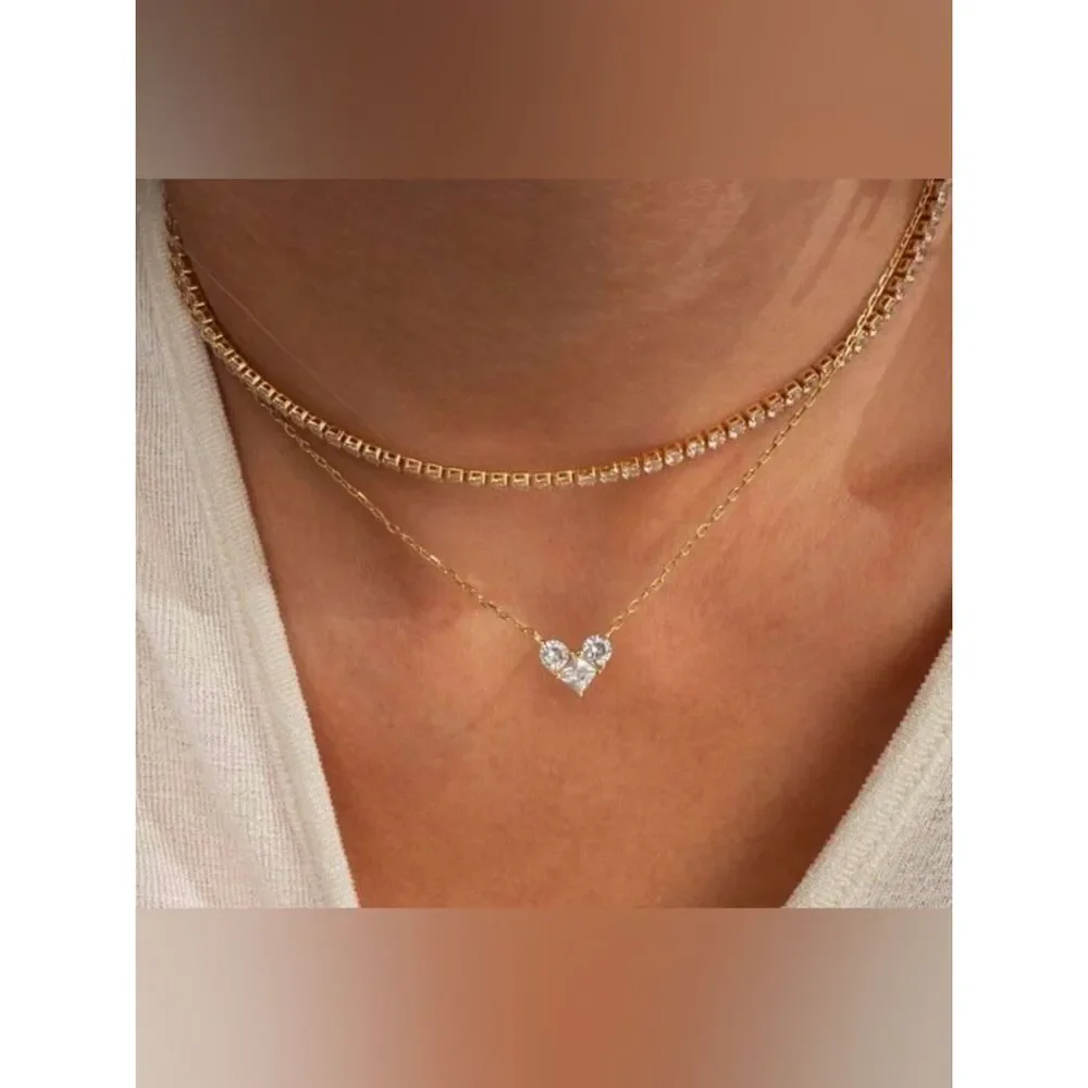Classic Gold Tennis Necklace A1887